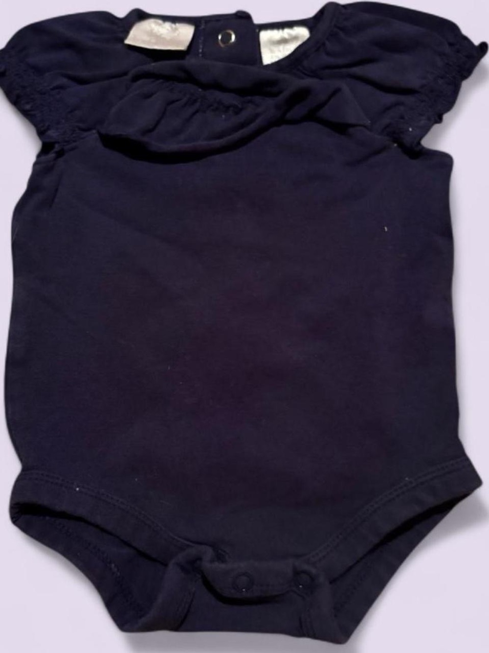 Baby Girls Navy Short-Sleeve Bodysuit